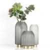 Direct sales and wholesale of Nordic minimalist frosted metal transparent glass vases, creative countertop decorative items for living room model rooms details Picture